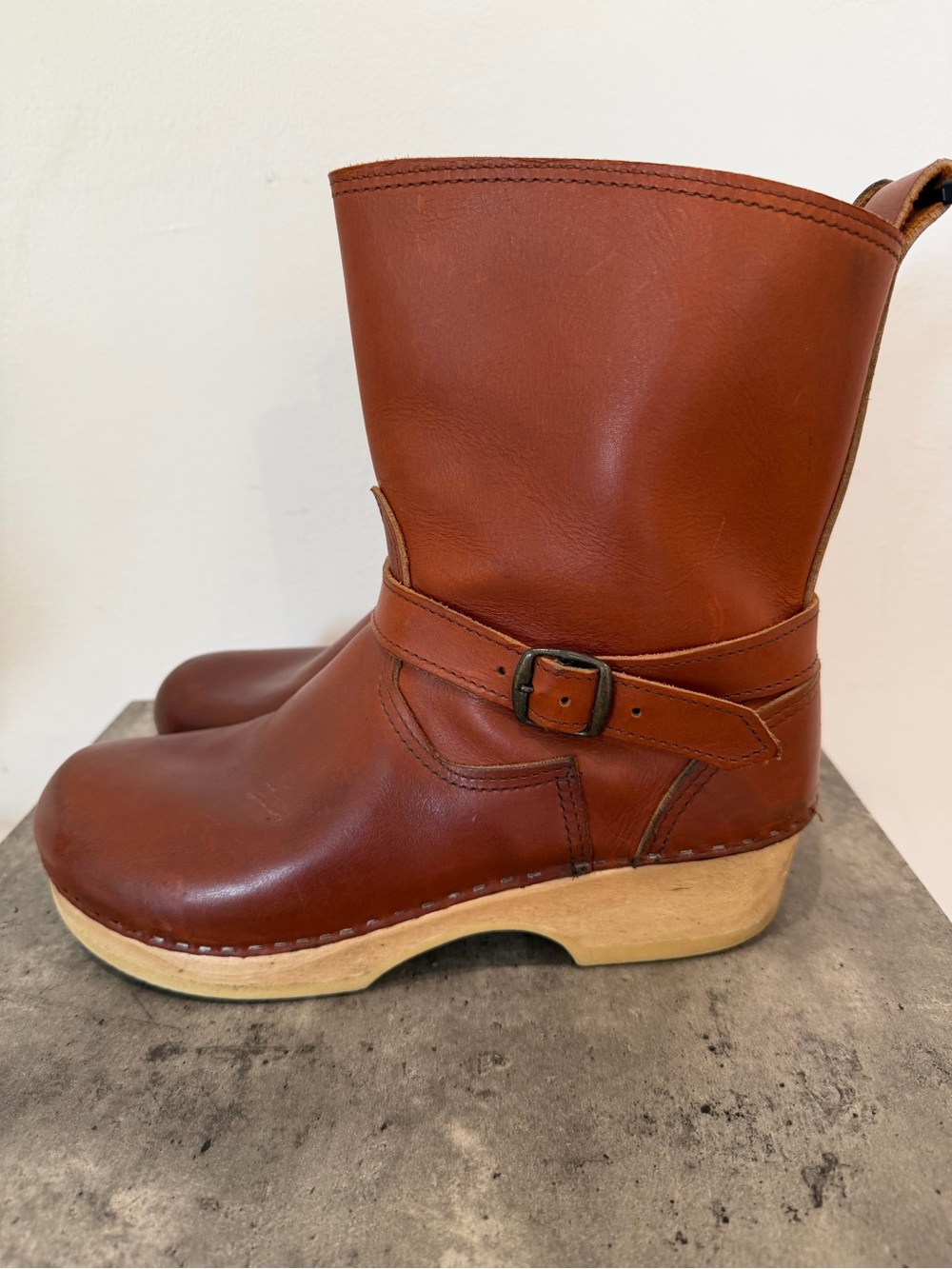 Sven No 6  Leather Boots Clogs Wood